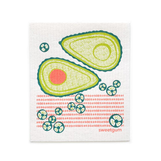 Avocado Swedish Dishcloth | Green/ Coral | Sweetgum Home