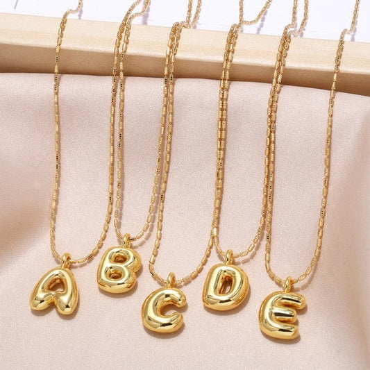 Water Drop Bubble Letter Initial Letter Necklace