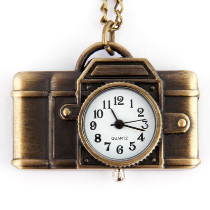 Vintage Small Camera Pocket Watch Necklace