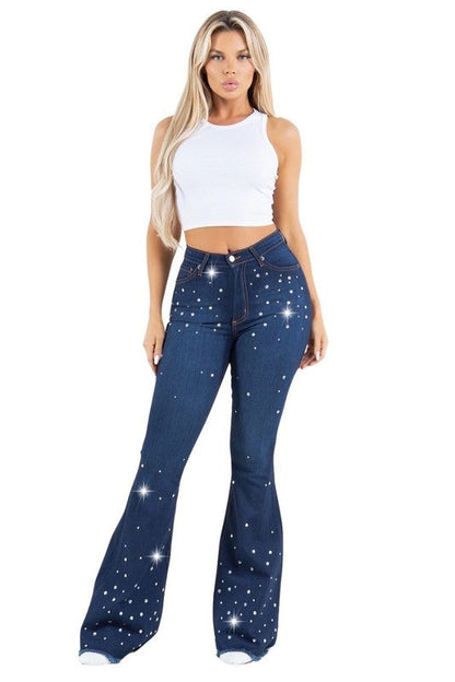 GJG Denim Vegas Glam Bell Bottom- Inseam 30