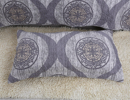 DaDa Bedding Rustic Grey Mosaic Distressed Medallion Reversible Quilted Bedspread Set (SD16299)