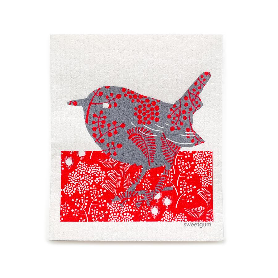 Wren Swedish Dishcloth | Red & Gray