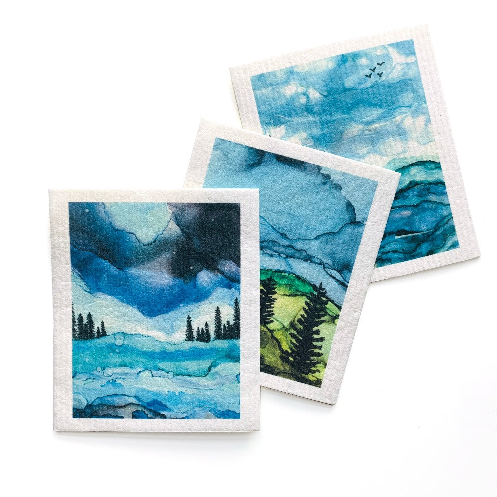 Bundle of 3 Swedish Dishcloths | Coastal Forest by Studio Feron