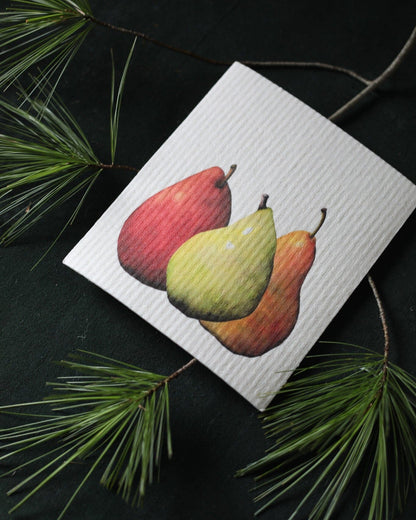 Hostess set of 3 | Pears, Tangerine, and Pinecone (Botanical artist Cara Cummings)