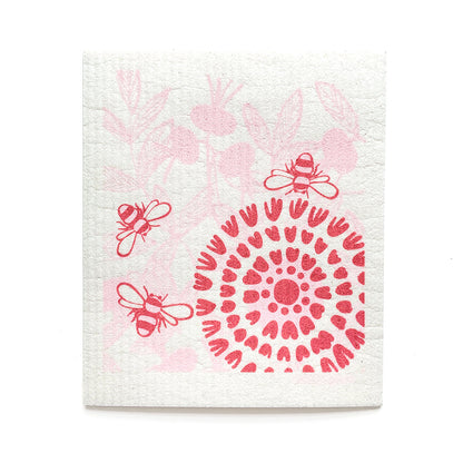 Bundle of 3 Swedish Dishcloths | Pink Flowers & Hummingbird