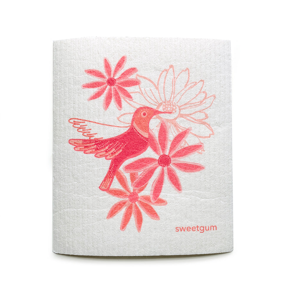 Bundle of 3 Swedish Dishcloths | Pink Flowers & Hummingbird