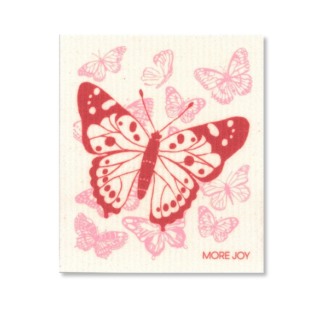 Butterfly Swedish Dishcloth | Red, Pink and white
