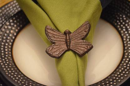 Vibhsa Butterfly Antique Napkin Rings Set of 4