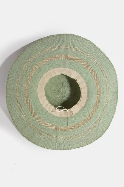 Fame Metallic Accent Trim Floppy Sun Hat