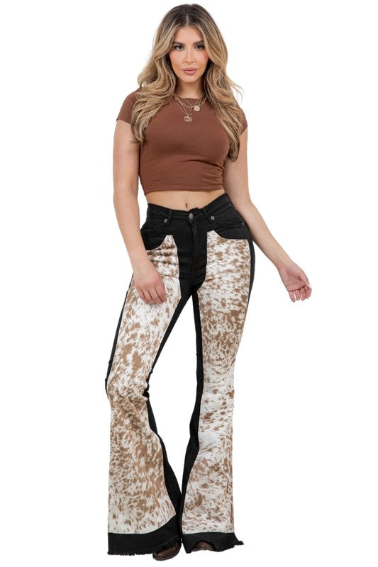 GJG Denim Rodeo Bell Bottom Blk/Brown- Inseam 34