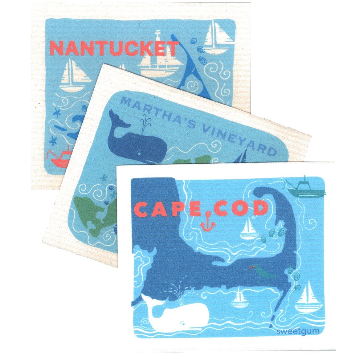 Cape Cod & Islands | Bundle of 3 Swedish Dishcloths