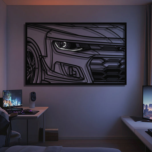 2024 Camaro ZLE 1LE Apex Front View Metal Neon Frame Wall Art - MT1475