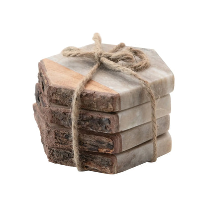 Live-edge Marble Coasters, Set of 4