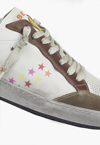 Sepol Constantinople Men's Distressed Sneaker White Tan