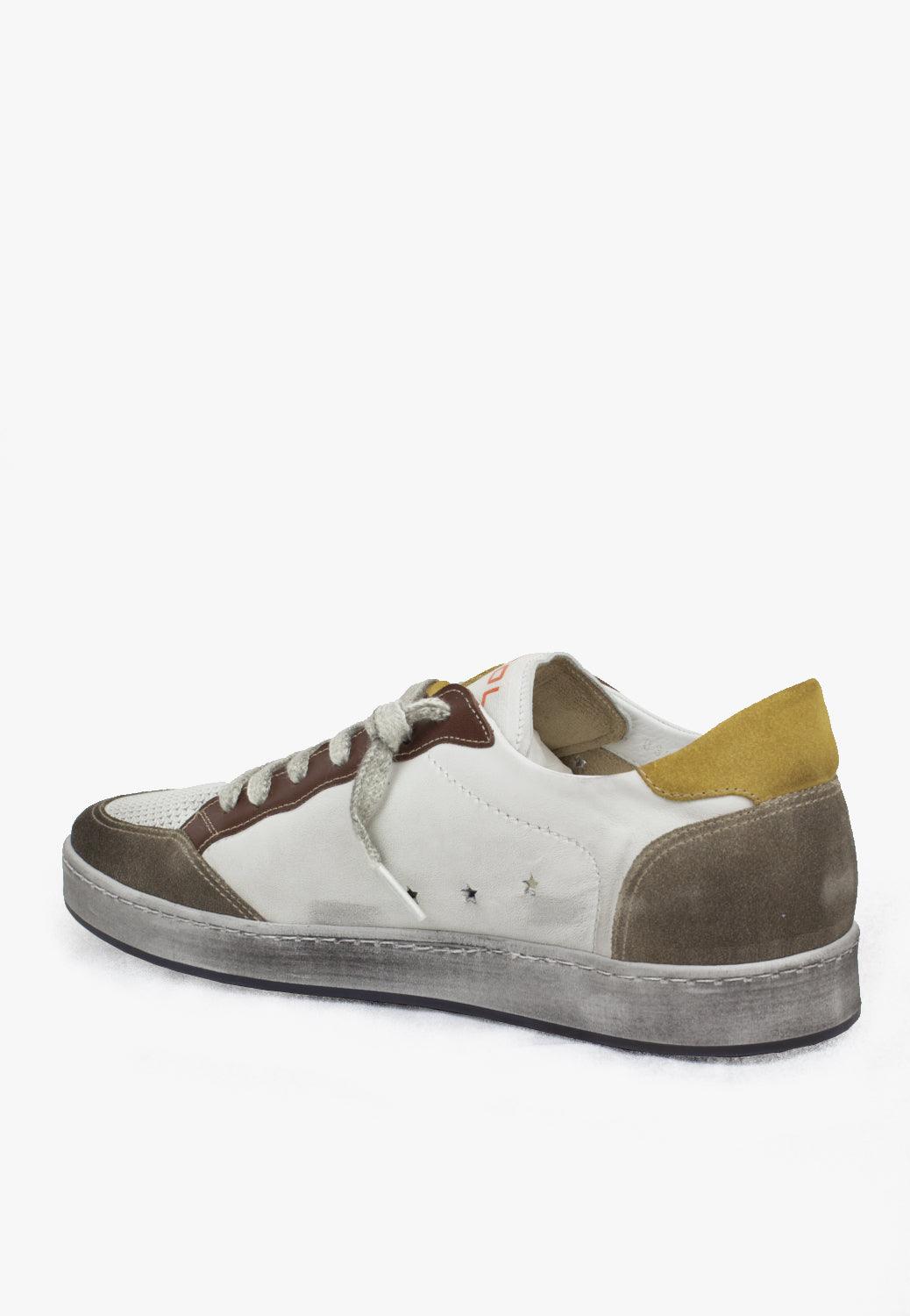 Sepol Constantinople Men's Distressed Sneaker White Tan