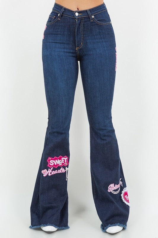 GJG Denim Sweet Heart Bell Bottom Jean- Inseam 32