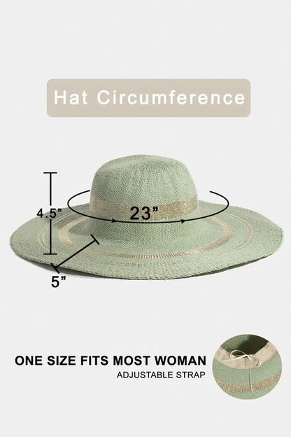 Fame Metallic Accent Trim Floppy Sun Hat