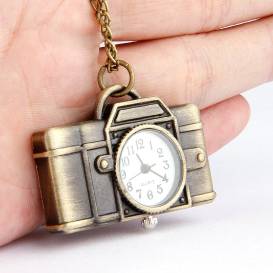 Vintage Small Camera Pocket Watch Necklace