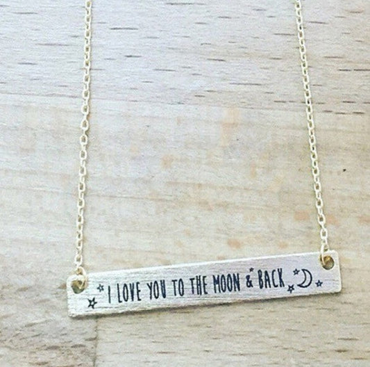 I Love You To The Moon and Back Necklace Silver or Gold
