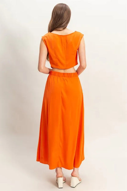HYFVE Sleeveless Top and Maxi Skirt Set in Orange