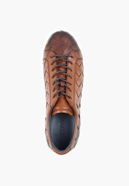 Sepol El Rio Men's Woven Leather Sneaker Tan