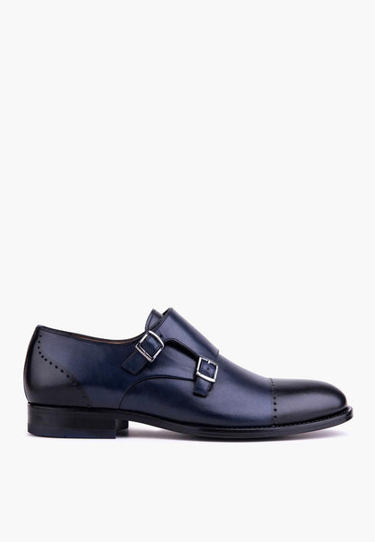 Sepol Esquire Men's Double Monk Strap Navy-Black