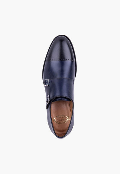 Sepol Esquire Men's Double Monk Strap Navy-Black