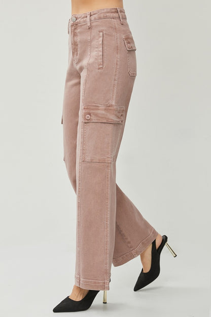 RISEN Full Size High Rise Wide Leg Cargo Jeans