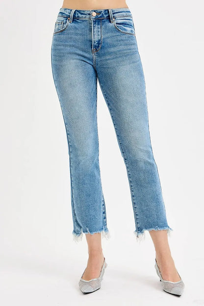 RISEN Full Size High Rise Crop Straight Slim Jeans Plus Size