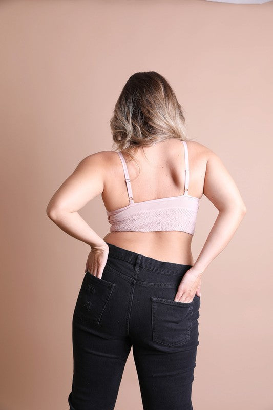 Leto Accessories Seamless Padded Textured Brami Plus Size