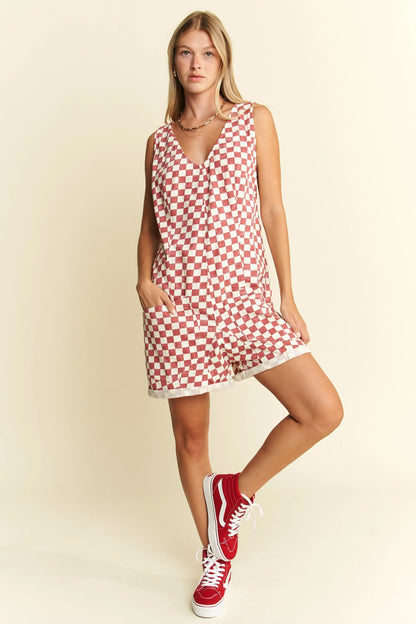 PLUS Jade By Jane Plus Size Plaid Print Shorts Romper