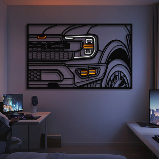 F150 Raptor Apex Front View Metal Neon Frame Wall Art - MT1479