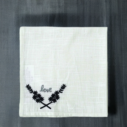 Table Cloth Napkins Set of 4 with Love Embroidery