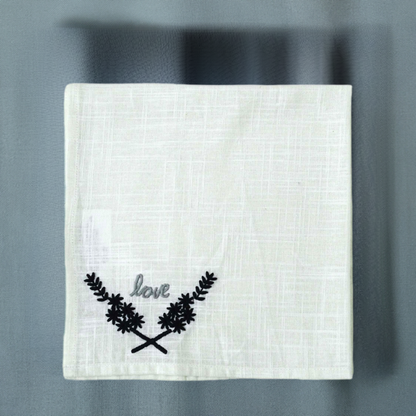 Table Cloth Napkins Set of 4 with Love Embroidery