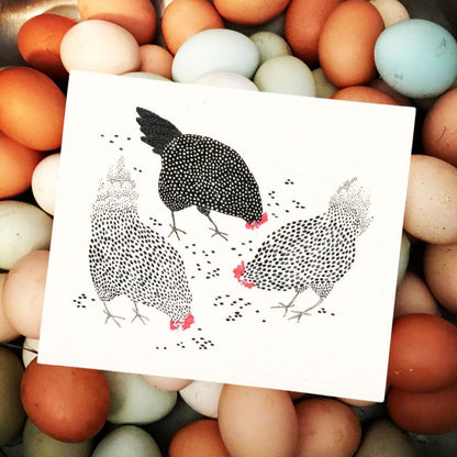 Happy Chickens Swedish Dishcloth