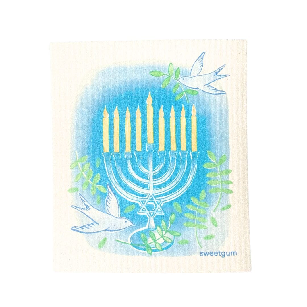 Happy Hanukkah Swedish Dishcloth