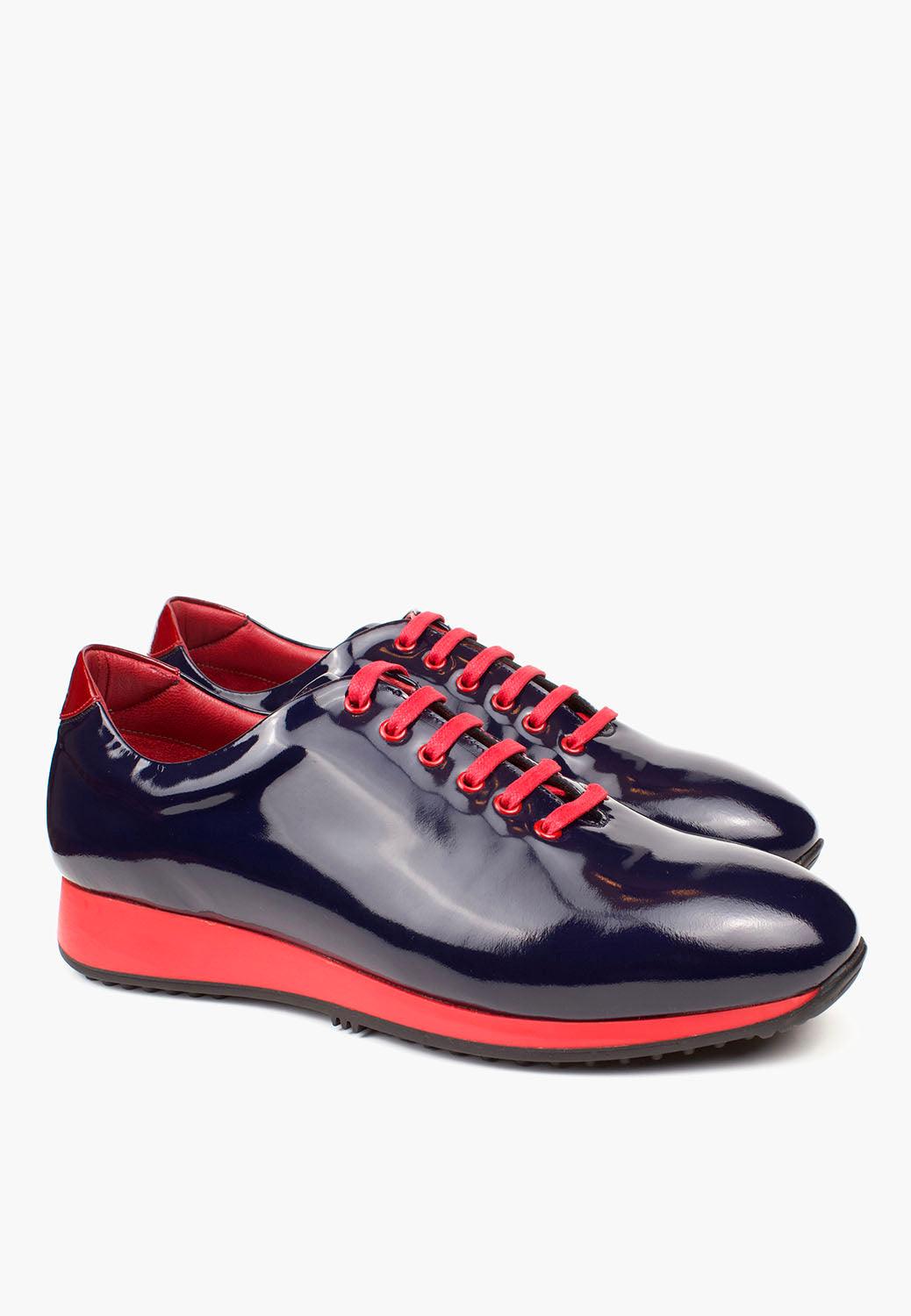 Sepol Lagos Men's Leather Sneaker Navy Patent