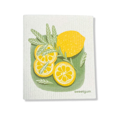 Lemons & Sage Swedish Dishcloth | Yellow & Green | Sweetgum Home