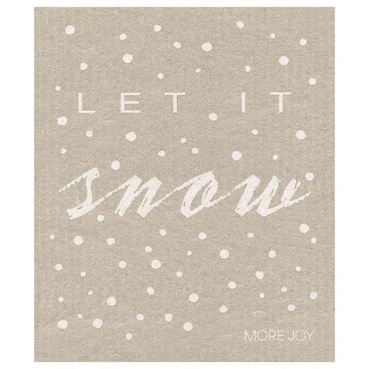 Let it Snow - Swedish Dishcloth |  Gray with white snowflakes