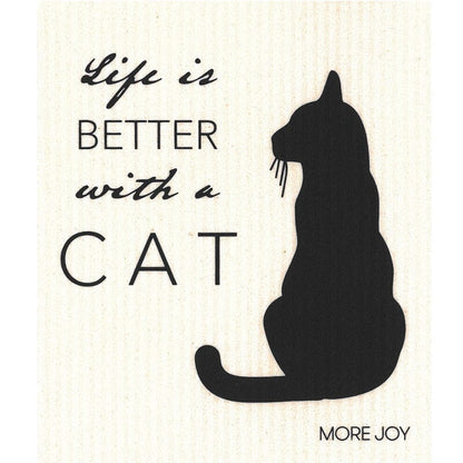 Life is Better with a Cat Swedish Dishcloth