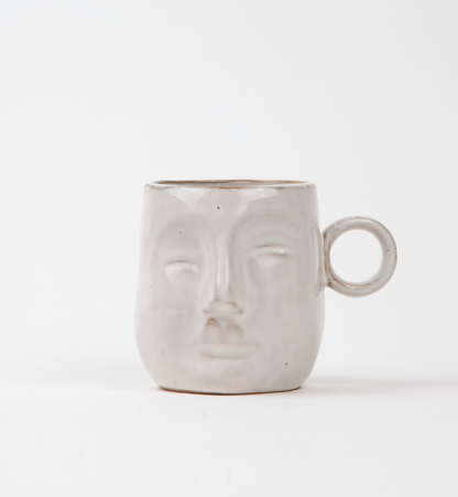 Stoneware Abstract Face Mug