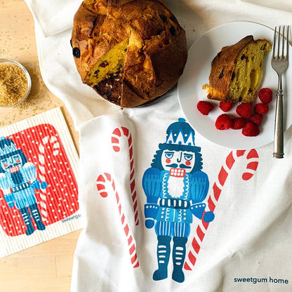 Nutcracker Tea Towel + 1 Swedish Dishcloth Bundle