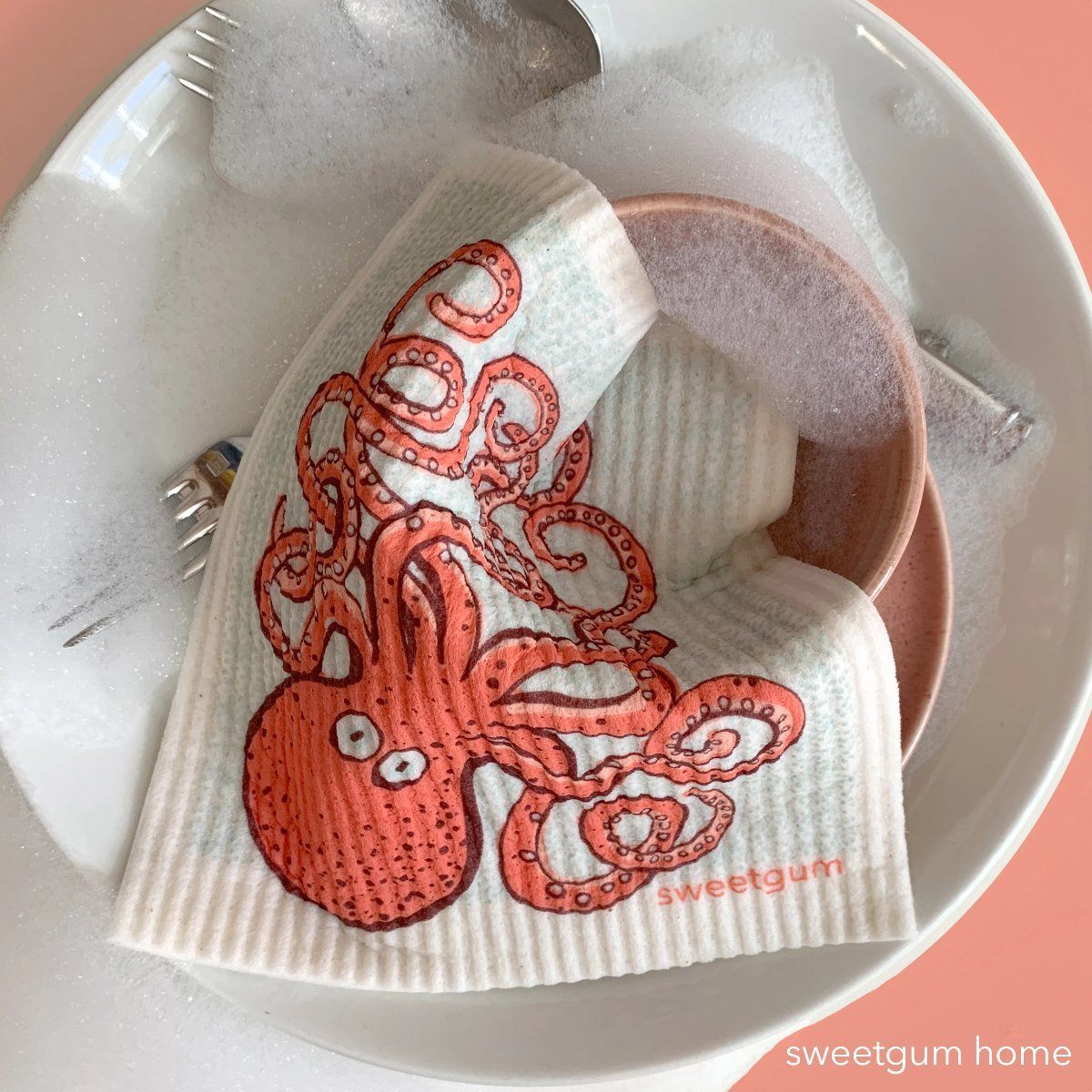 Octopus Swedish Dishcloth | Pink / Coral