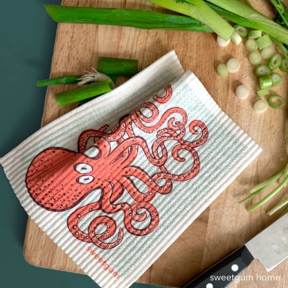 Octopus Swedish Dishcloth | Pink / Coral