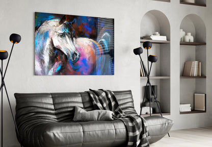 White Horse Glass Wall Art