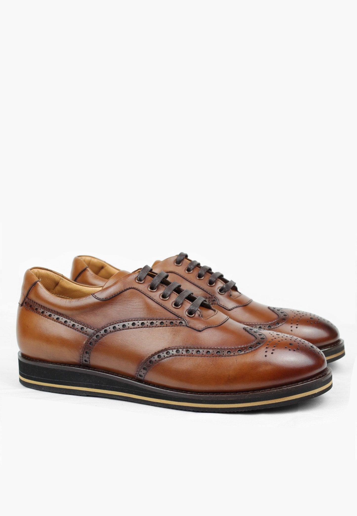 Sepol Men's Oxford Sneaker Cognac