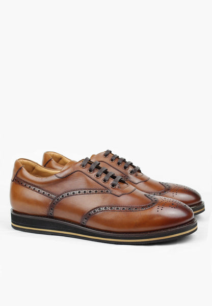Sepol Men's Oxford Sneaker Cognac
