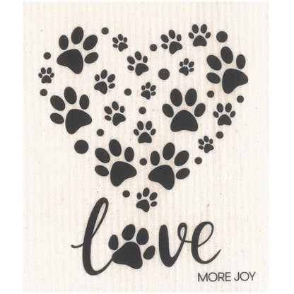 Paw Print Heart Swedish Dishcloth | Dog Lovers