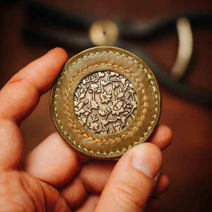 Round Coin Holder - Peso Pocket v2 | Challenge Coin Case | Handcrafted Leather