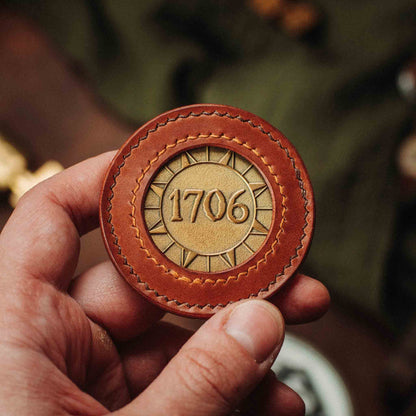 Round Coin Holder - Peso Pocket v2 | Challenge Coin Case | Handcrafted Leather